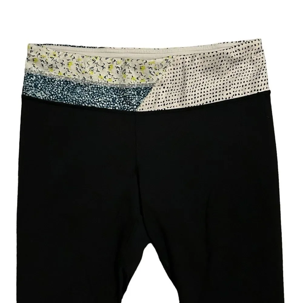 LULULEMON RUN: Inspire Crop II Black/Quilt/Fresh Fleur Neutral Blush Split Pea 8